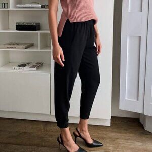 Babaton Dexter Tapered Crepe Crop Pants in Black - Medium